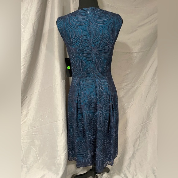 NWT JS Collections Navy Blue And Teal Midi Dress - Picture 6 of 11
